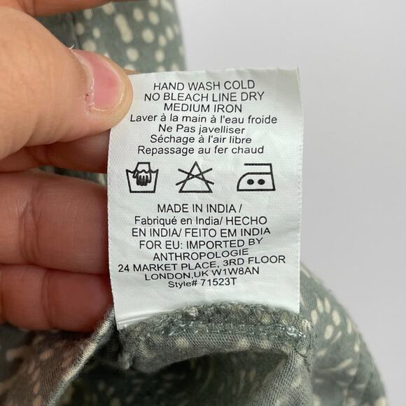 Anthropologie Tiny green bohemian sleeveless blouse women's size Medium - Picture 7 of 11